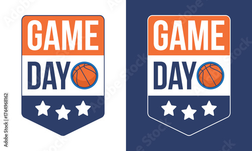 Game Day. Basketball playoff in March. Super sport party in United States. Final games of season tournament. Professional team championship. Ball for basketball. Sport poster. Vector