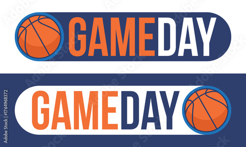 Game Day. Basketball playoff in March. Super sport party in United States. Final games of season tournament. Professional team championship. Ball for basketball. Sport poster. Vector