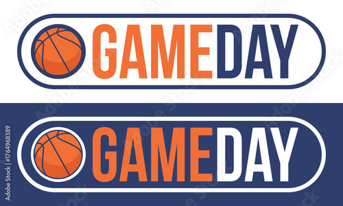 Game Day. Basketball playoff in March. Super sport party in United States. Final games of season tournament. Professional team championship. Ball for basketball. Sport poster. Vector