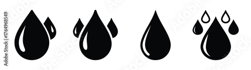 Collection of essential drop icons liquid symbols for hydration environment and weather related graphic design projects