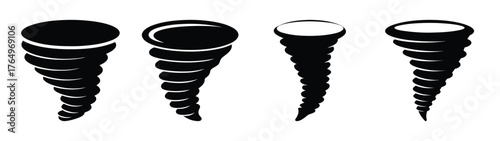 Simple stylized tornado icons graphic collection depicting powerful severe weather events perfect for applications and warning systems