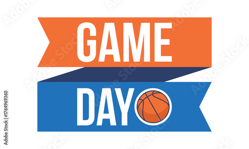 Game Day. Basketball playoff in March. Super sport party in United States. Final games of season tournament. Professional team championship. Ball for basketball. Sport poster. Vector