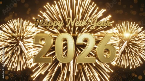 Wallpaper Mural Golden happy new year 2026 celebration with sparkling fireworks background Torontodigital.ca