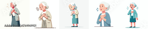 vector of a grandmother holding his chest in pain