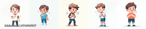 vector little boy surprised expression holding chest