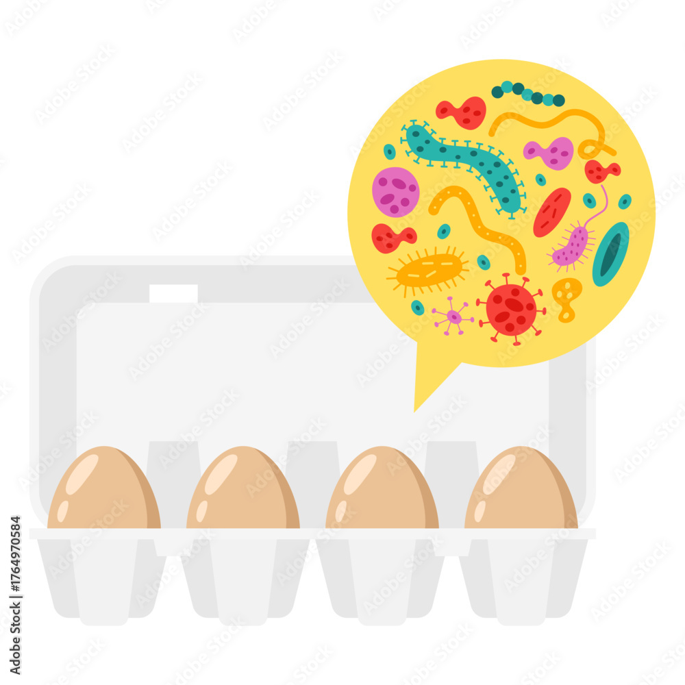 Fototapeta premium Contaminated Eggs Icon Flat Color Style