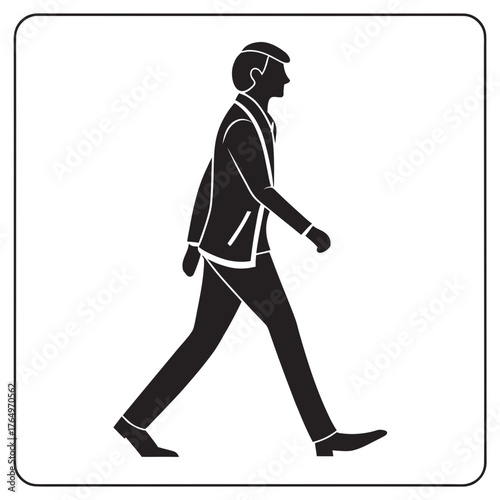Illustration of a man in a jacket walking