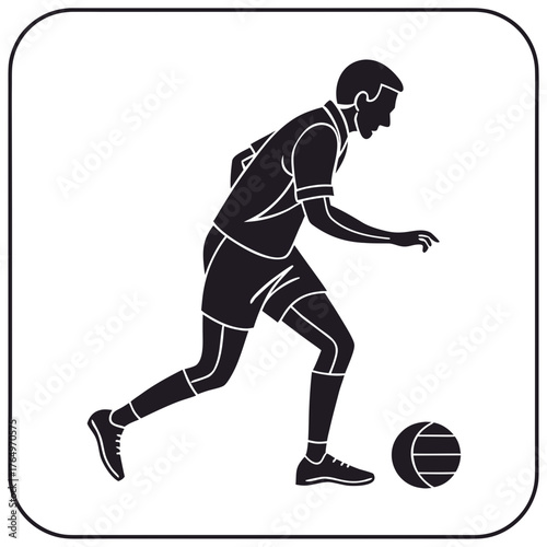 Soccer player dribbling ball