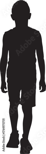 vector,silhouette of a rear view of a boy walking