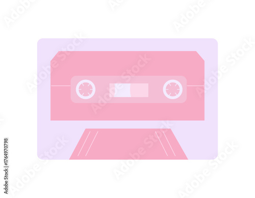 Retro audio music cassette in purple pink pastel colors. K pop korean hallyu wave element.