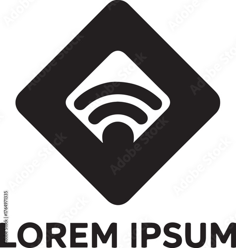 Modern abstract wi-fi signal logo design internet connectivity wireless communication technology symbol icon transparent background