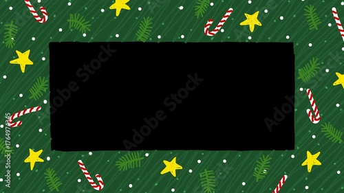 Colorful wiggly hand drawn Christmas decoration frame on loop