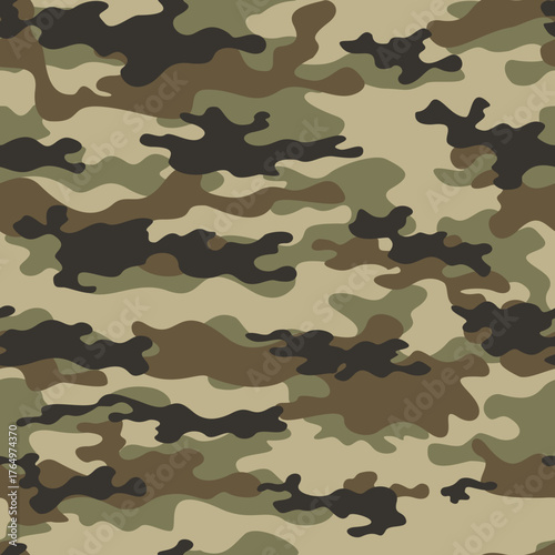 Modern camouflage seamless military background, army texture, forest design