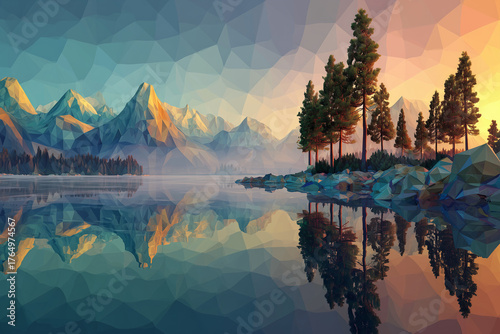 
Polygon low poly background landscape 