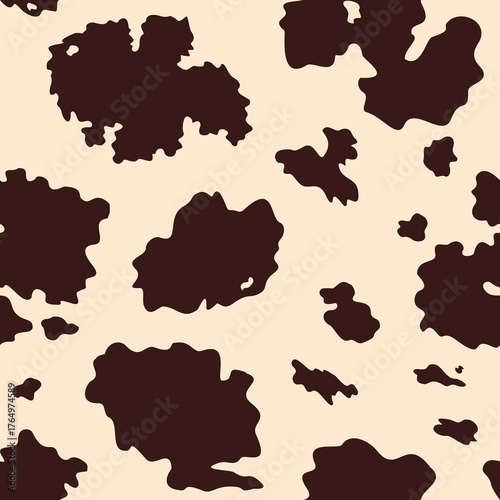 
Animal print cow seamless background, vector pattern for design of clothes, paper, fabric