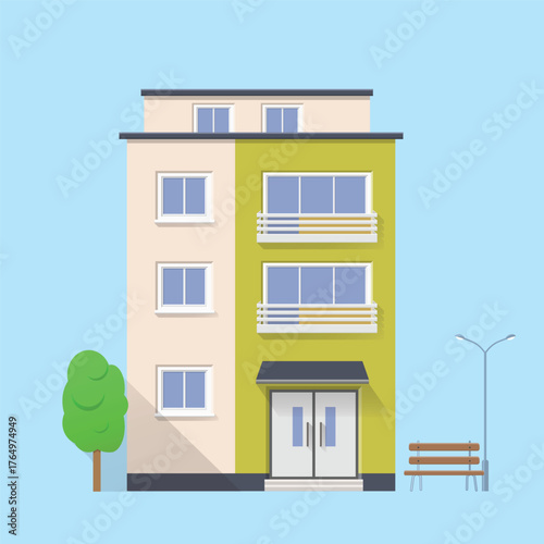 Apartment building flat illustration. Block of flats  illustration.