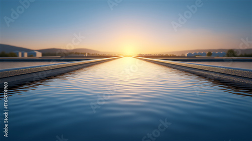 Wallpaper Mural Minimalist landscape of calm water under sunrise sky, concept of peace, balance and natural beauty with copy space. Torontodigital.ca