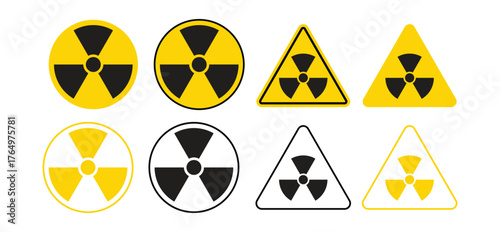 Universal Radiation Hazard Symbol Icon Set Trefoil Warning Signs and Vector Graphics