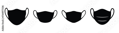 Essential protective face mask icons set for health safety prevention medical defense global pandemic awareness design