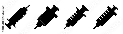 Medical syringe icons graphic collection healthcare design pharmacy hospital tools treatment vaccine injection medicine delivery