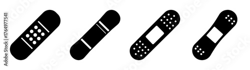 First aid medical bandage plaster icons set for healthcare injury treatment concepts essential graphic elements healing and care symbols