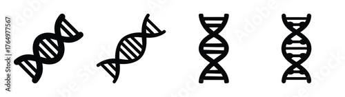 Simple dna double helix strand icons representing genetics biology research and medical science innovation concepts for education