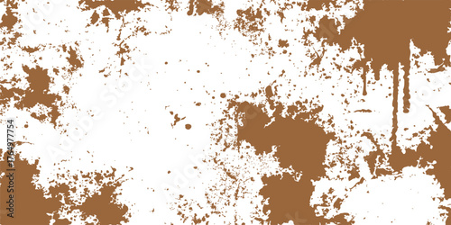 An abstract brown grunge texture background with an old, rusty metal and dirty paint splash effect on the wall surface