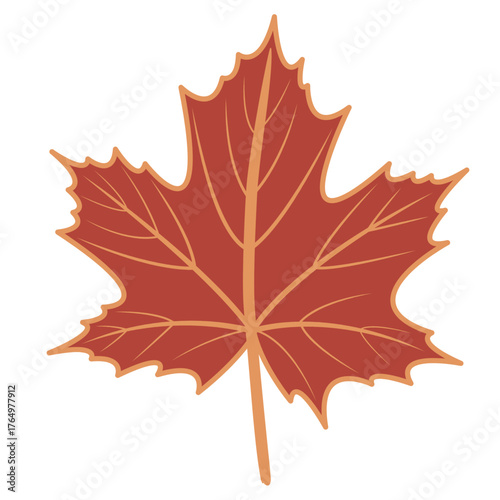 Medium Carmine reddish brown maple leaf vector illustration with autumn theme