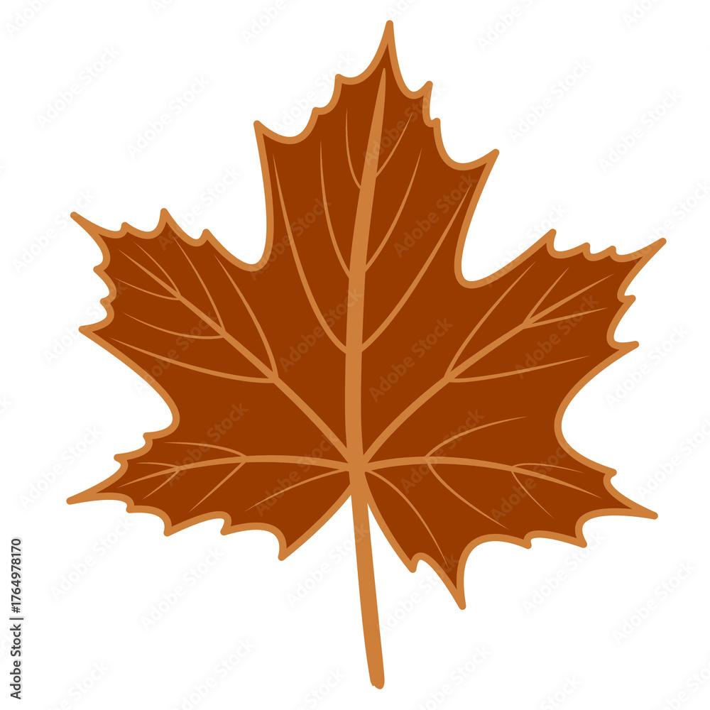 Obraz premium Brown maple leaf vector png illustration with autumn theme