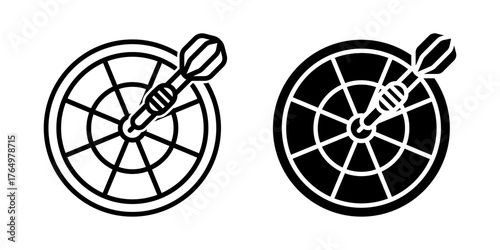 Darts icon set. A minimalist vector illustration. design suitable for various applications such as business target, achieve goal, and marketing strategy. Isolated on white background.
