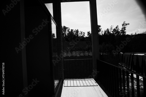 Architecture as sun watch, handrail shadow