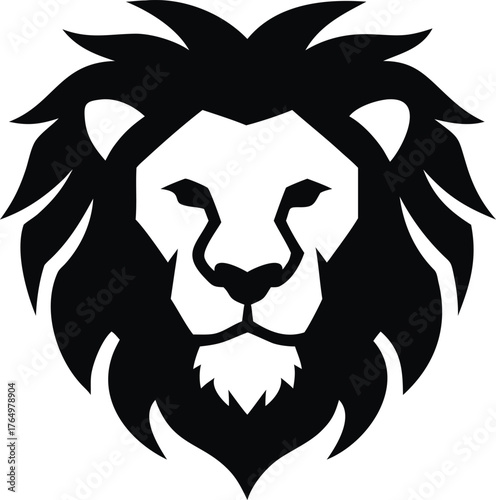 Majestic asiatic lion head illustration with detailed mane and fierce expression isolated on white background isolated on transparent background