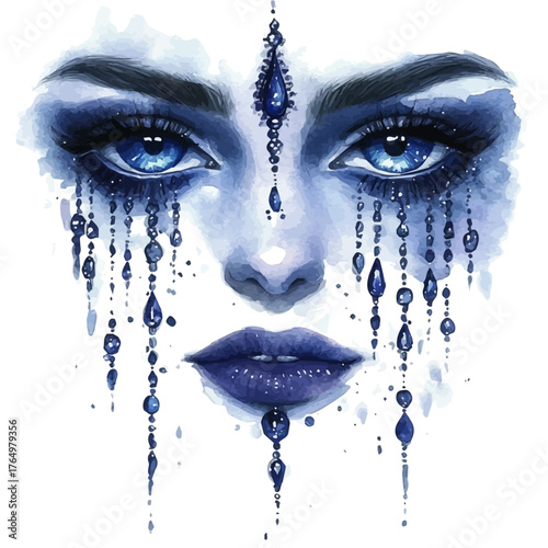 Forehead Chain, watercolor painting vector, isolated on a white background.