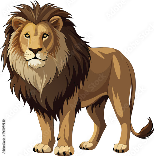 Canvas Print Majestic african lion portrait realistic animal illustration king of the jungle