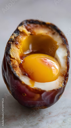 Wallpaper Mural Date with Egg – Sweet & Savory Breakfast Surprise, Baked Egg in Stuffed Date – Gourmet Brunch Idea, Creative Food Art: Caramelized Date with Runny Yolk Torontodigital.ca