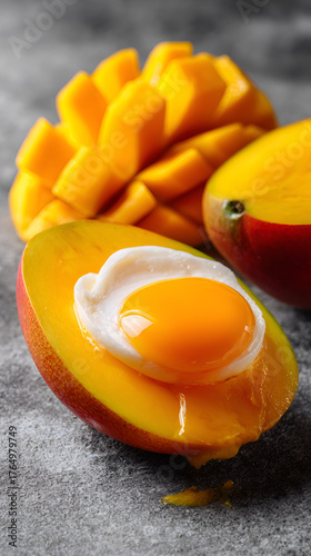 Wallpaper Mural Mango Egg Breakfast Bowl, Sweet & Savory Mango Egg Fusion, Tropical Egg Yolk Surprise Torontodigital.ca