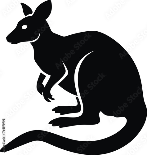Illustration of a brush tailed rock wallaby in profile isolated on white background isolated on transparent background