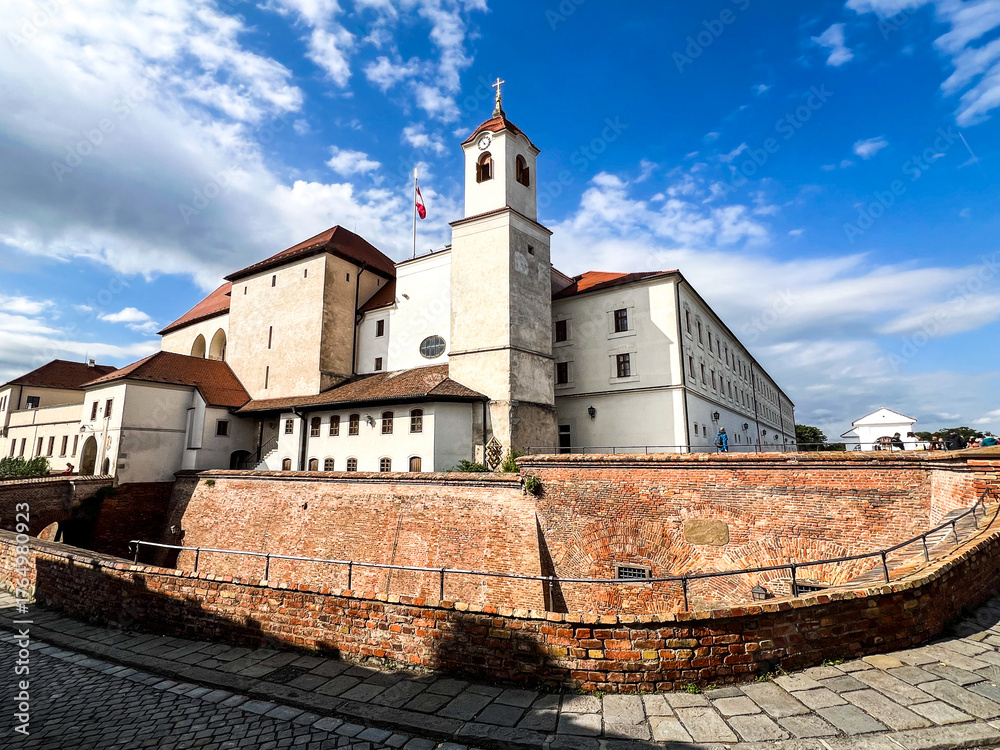 Fototapeta premium Panorama of Špilberk Castle with beautiful clouds in Brno, Czech Republic