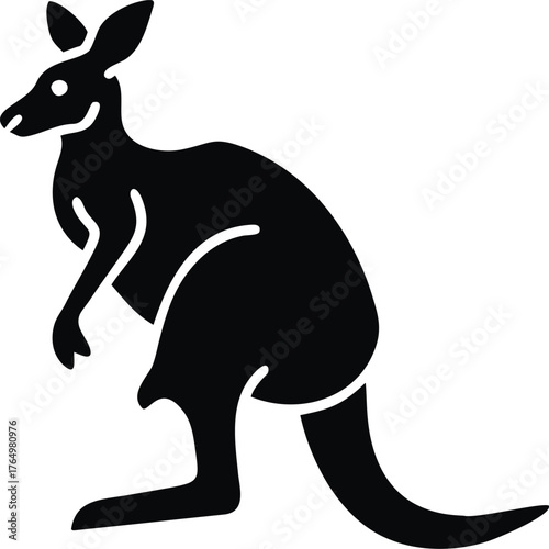 Illustration of a western grey kangaroo standing majestically isolated on white background isolated on transparent background