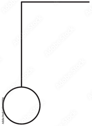 Vector Flowchart Node Element. This minimalist single-point illustration features an orthogonal line connection to a circular node, ideal for designing custom flowcharts, organizational charts