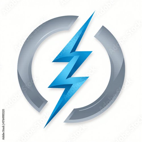 Free Download logo for an electric‑vehicle charging network, lightning bolt inside a circle, dynamic, electric‑blue & silver, flat vector, transparent background - GFXLoad