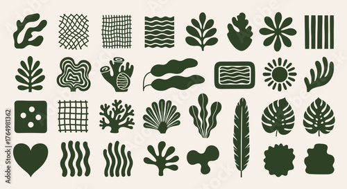Chad 163 AI set of modern abstract organic shapes, hand-drawn nature elements, and minimalist patterns for creative graphic design