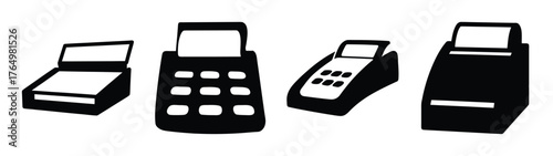 Classic and modern cash register point of sale system icons business retail financial transaction equipment symbols