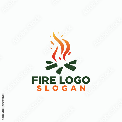 bonfire simple logos, elegant fire logo design vector, nature elements icon design