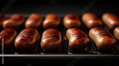 Glossy casing and charred lines evoke clarity, ritual, and editorial depth in culinary storytelling. Neat rows and sheen highlight heat, texture, and flavor rhythm.