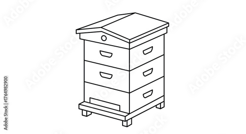 Detailed Line Art of a Traditional Beehive Structure.