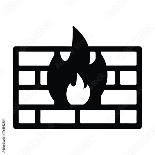 Firewall security network protection system cyber security data safety internet connection icon