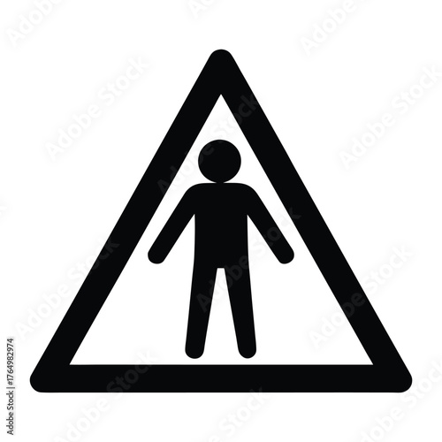 Caution pedestrian crossing sign vector illustration warning symbol for road safety and awareness