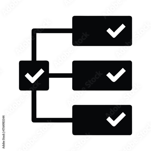 Flowchart checklist diagram icon for task management process steps and project planning tool