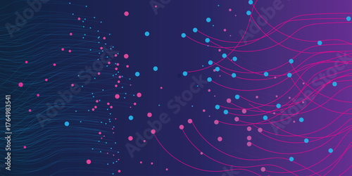 Abstract background for innovation technology . lines with dots over dark background. connecting or big data concept